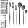 Black Gold 36Pcs Matte Flatware Dinnerware Set Knife Dessert Fork Spoon Dinner Set Stainless Steel Tableware Kitchen Cutlery Set
