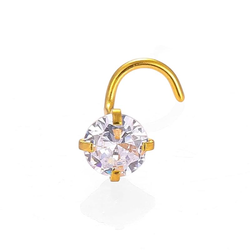 Zirconia Inlaid 316L Stainless Steel S-Shaped Nose Stud Earring Body Piercing Jewelry