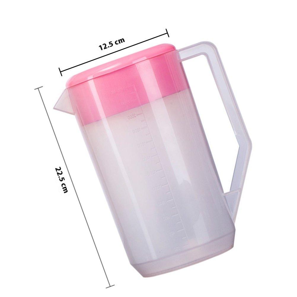 Measuring Cold Water Kettle Plastic Juice Pitcher Heat Resistant Lid Large Capacity Beverage Pot 2500Ml Iced Tea Coffee