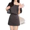 Koreanisches schickes schulterfreies figurbetonendes Kleid mit schrägem Ausschnitt