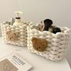 Handmade Woven Cotton Rope Storage Basket Cartoon Animals Little Bear Cosmetics Desktop Organizer Sundries Storage Box