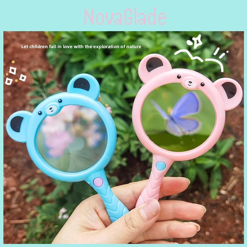 Little Bear Cartoon Handheld Magnifier With High Definition Clear Lens For Kids Learning And Play