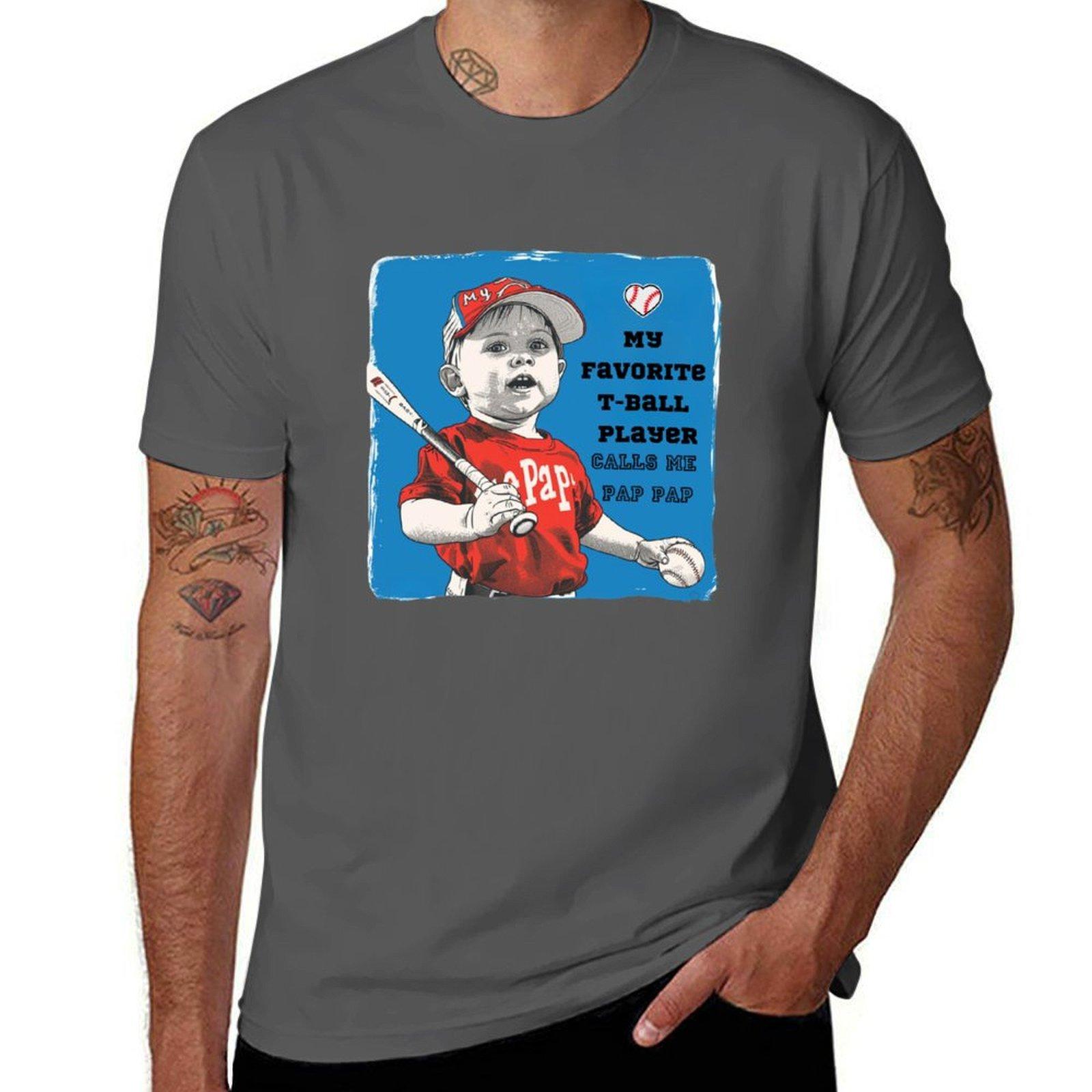 

My Favorite TBall Player Calls Me Pap Pap Gift for Grandpa Shirt Design TShirt Basic Casual Short Sleeve Cotton Shirt 4XL