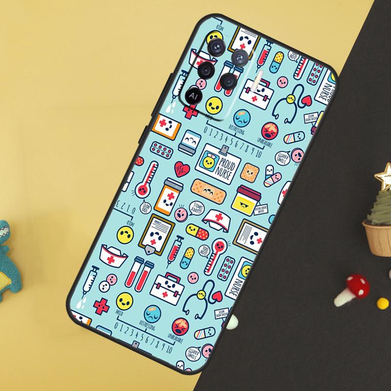 Cartoon Doctor Nurse Case For Oppo A58 A78 A98 A18 A38 A74 A94 A54 A15 A17 A57 A6 A5 Pro A16 A76 A96 A40 A60 A80
