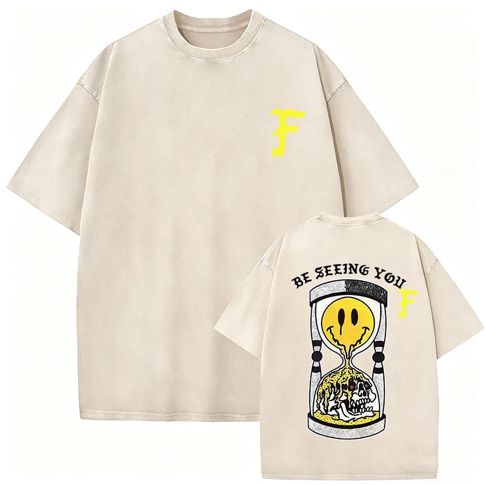 Washed Vintage Forward Observations Group Be Seeing You Print Tshirt Skeleton Graphic Tshirts Men Fashion Oversized T Shirts