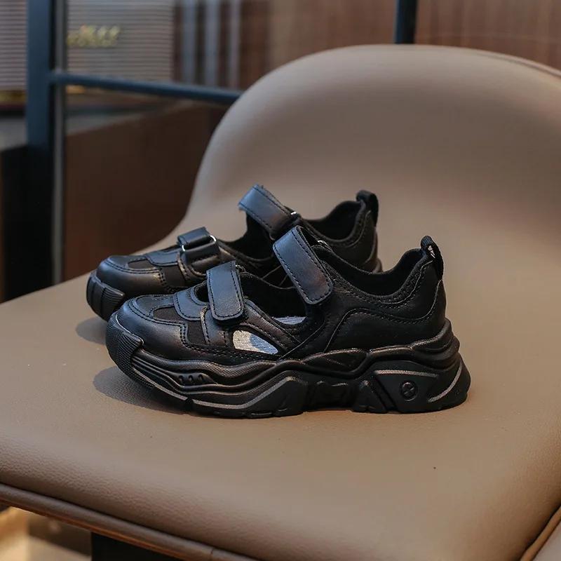 2024 Neue Mädchen Sportschuhe PU Klettverschluss Mode Niedlich Runde Zehenpartie Flach Sommer Atmungsaktiv Jungen Freizeit-Sneaker Dropshipping