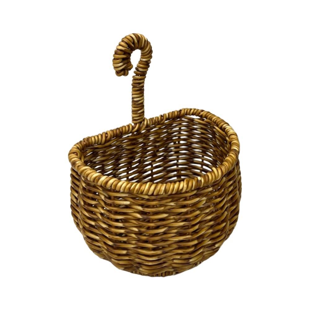Semicircle Rattan Wall Basket with Umbrella Handle for Keeping Frequently Used Items Within Easy Reach and View