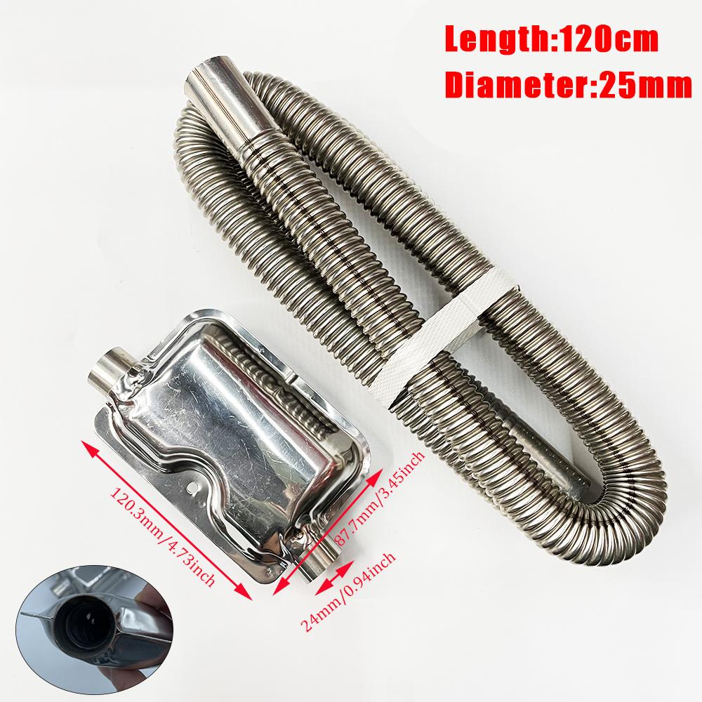 120cm Riscaldatore Parcheggio Diesel Aria Condizionata Auto Tubo di Scarico Acciaio Inossidabile Tubo 24mm Marmitta Silenziatore con Clip per Webasto Eberspacher