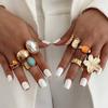 Ingemark 8Pcs/Set Elegant Imitation Pearl Flower Open Ring for Women Exquisite Geometric Wide Knuckle Ring Wedding New Jewelry