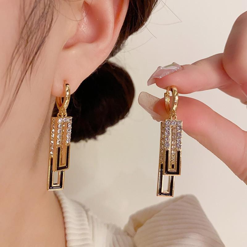 Silver Needle Korean Fashion Zircon Drop Earrings For Women Jewelry Trending New Luxury Vintage Gold Color Earrings