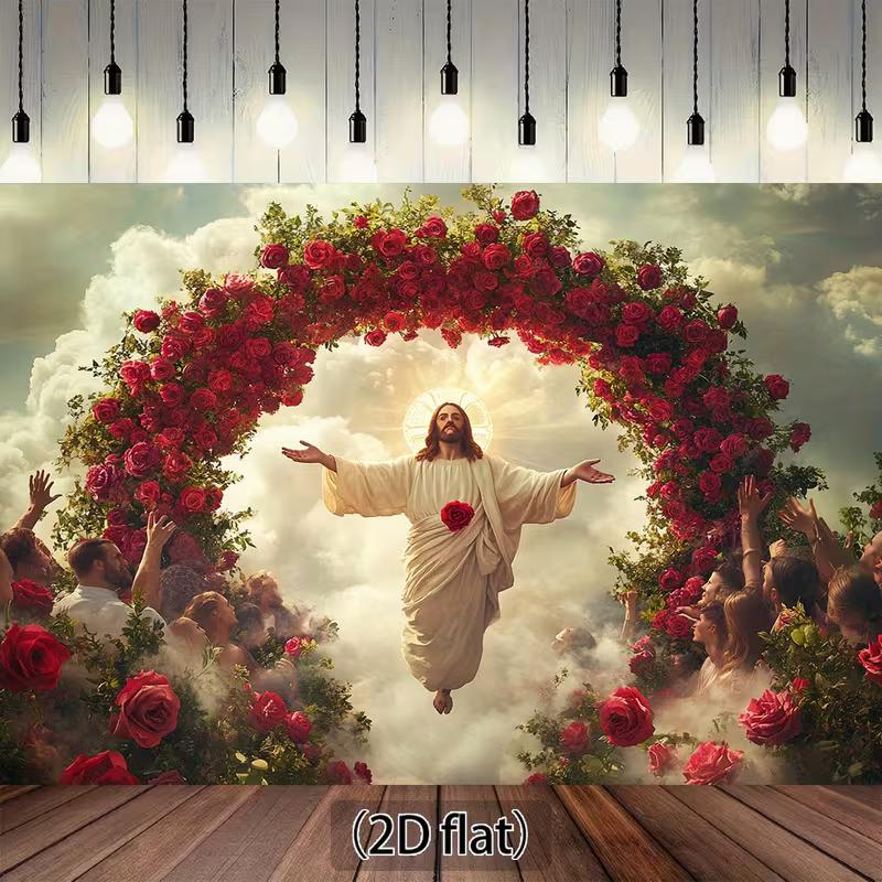 2D Divine Jesus Backdrop, Christian Event Party Background Cloth