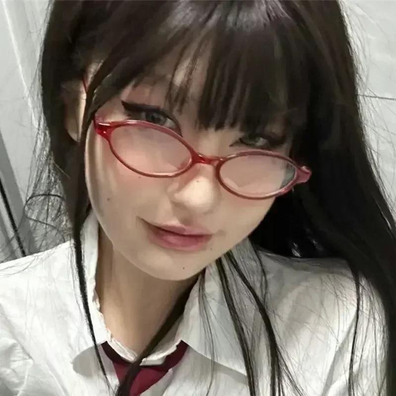 New Retro Blue Green Oval Small Frame Myopia Glasses Frame Women's Anti Blue Light Glasses Fashion Y2K Style  Oculos