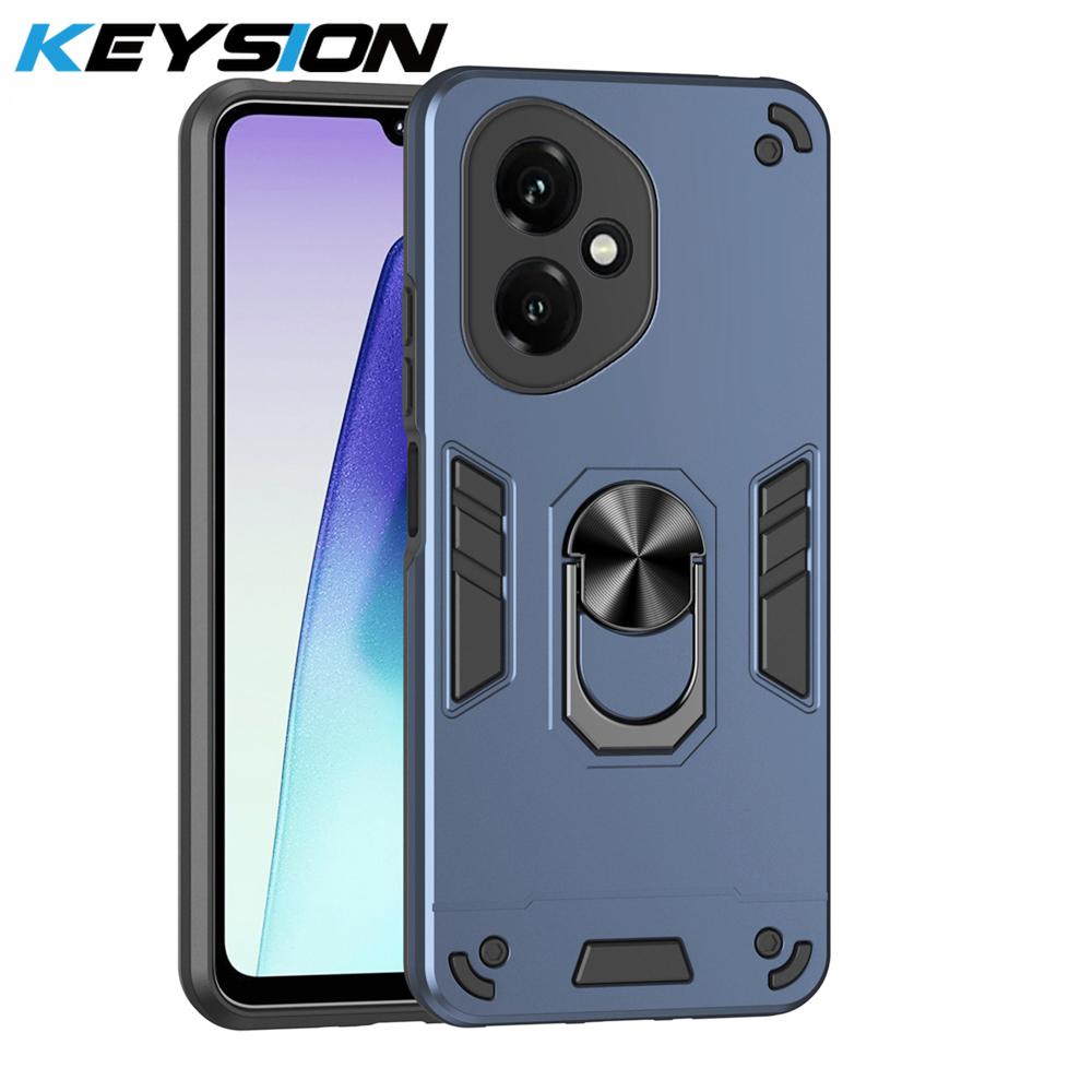 KEYSION Shockproof Armor Case for HONOR 400 Pro 5G Soft Silicone+PC Metal Ring Stand Phone Back Cover for Huawei Honor 400 5G