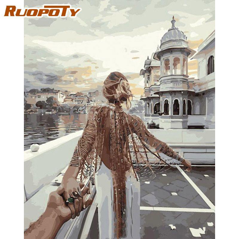 

Ruopoty Безрамная Балерина Картина Маслом По Номерам Для Взрослых Ручной Работы Домашний Настенный Декор Рисунок Акриловая Краска На Холсте Стены Искусства 40x50CM NO Frame