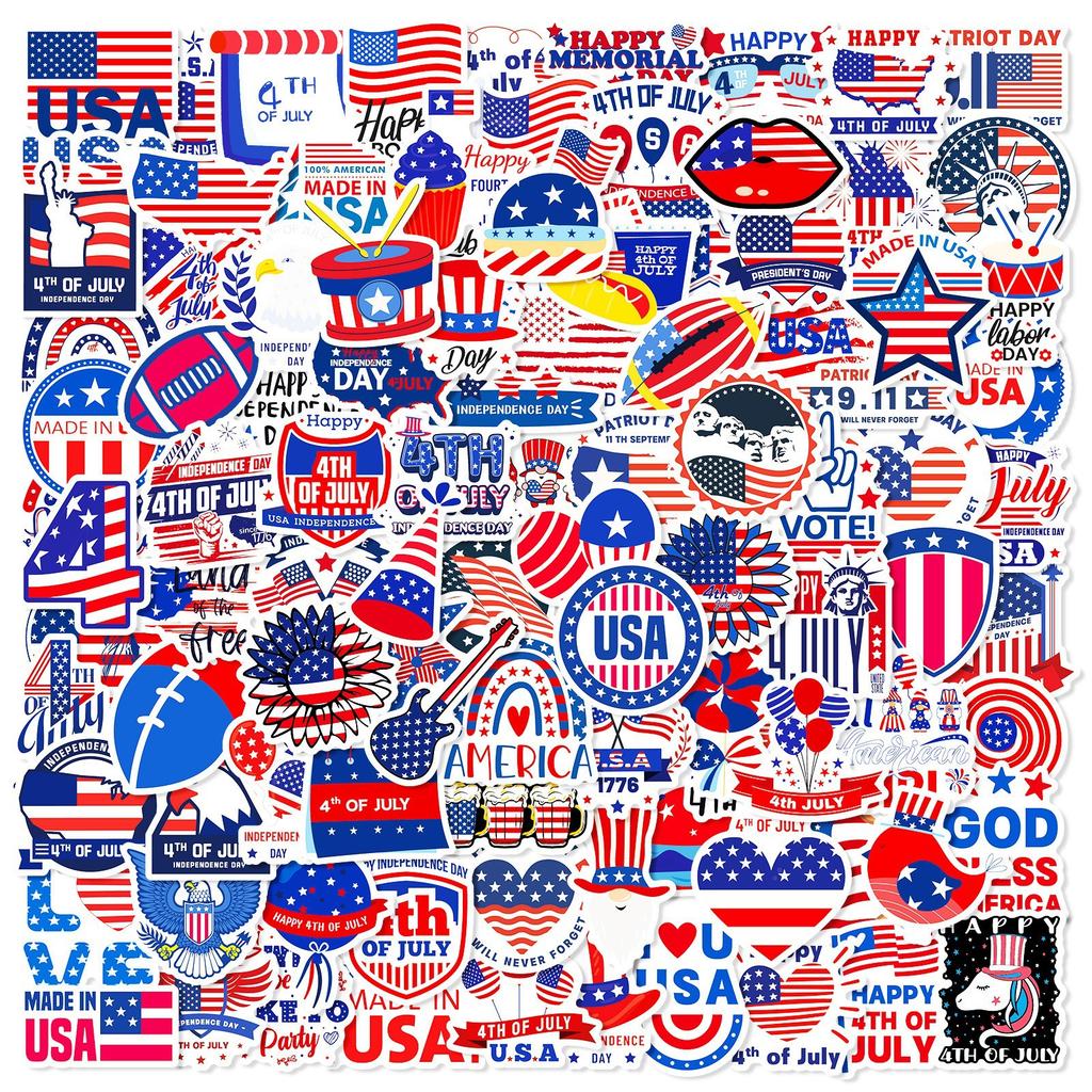 100 American Independence Day Stickers US President Independence Day Stickers Love Hat National Flag Decorative Stickers