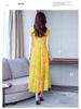 2024 Summer Ice Silk Floral Long Swing Dress for Women - Slimming, Long Sleeve, Casual Elegance