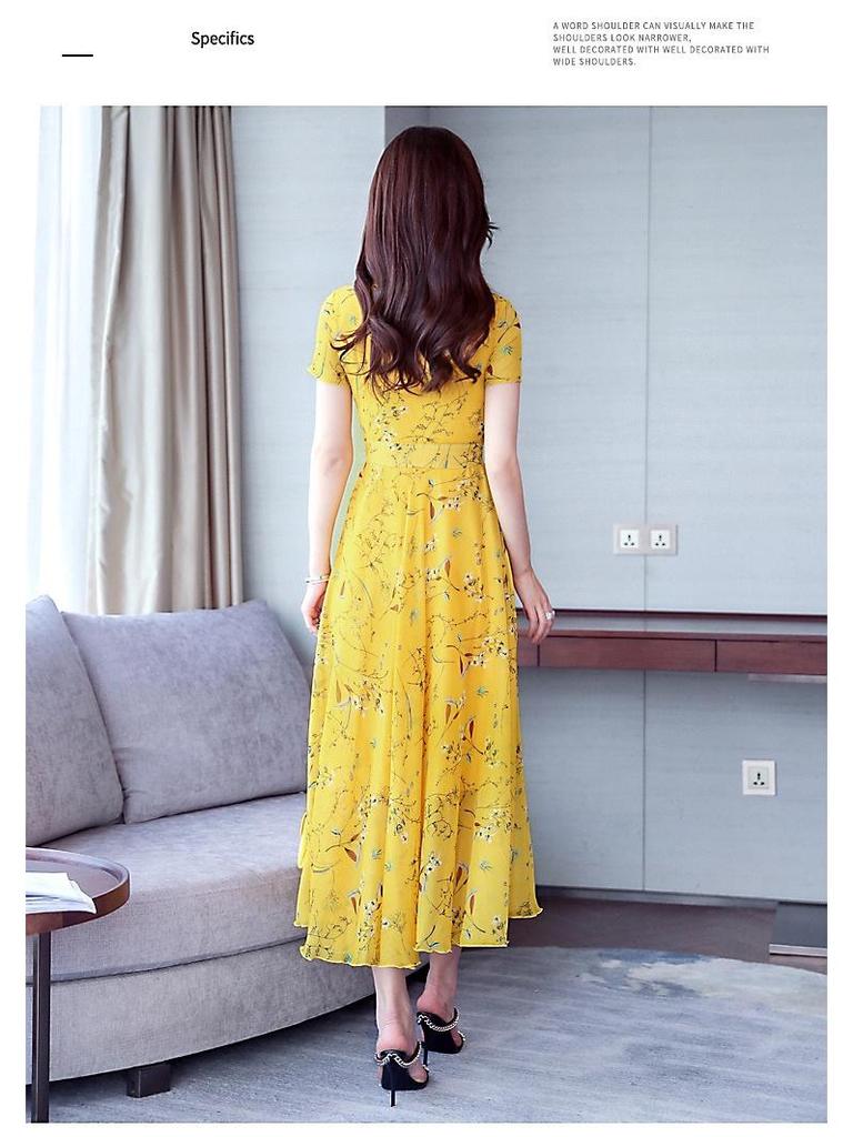 2024 Summer Ice Silk Floral Long Swing Dress for Women - Slimming, Long Sleeve, Casual Elegance