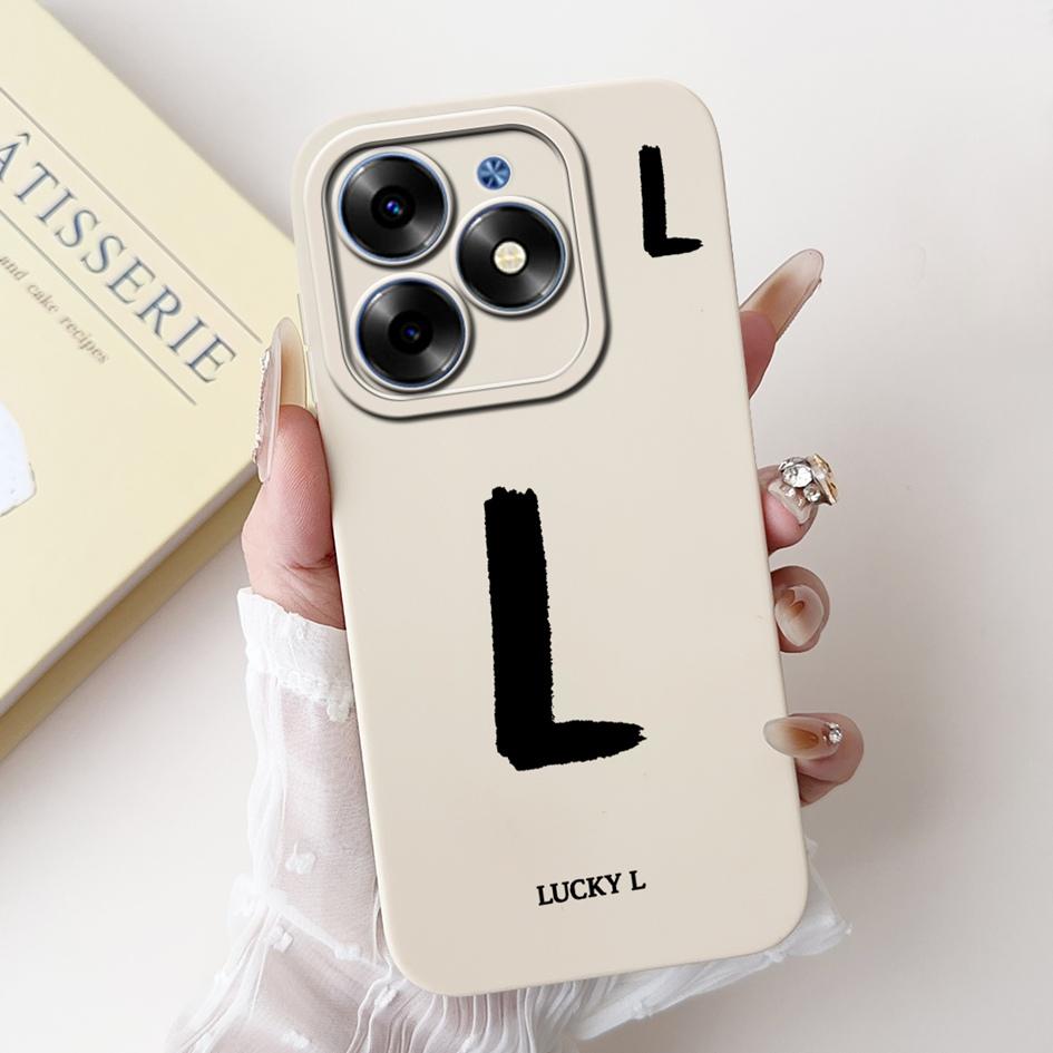 For Tecno Spark Go 2024 Case BG6 BG6i Pop 8 Simple A Z Letters Silicone Camera Protection Funda On Tecno Spark 20 20C Back Cover