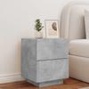 Nightstand With LED, Concrete Gray, Wood-Based Material