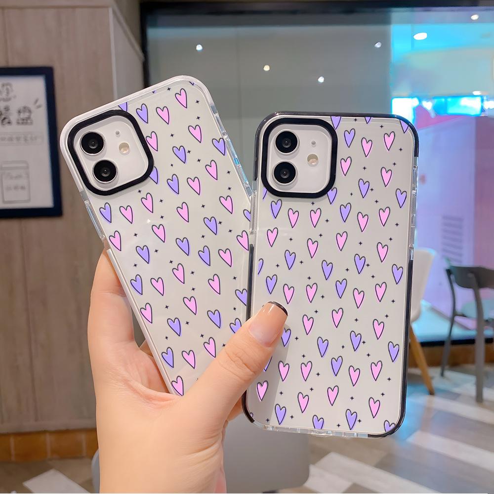 Summer New Ins Transparent Mobile Phone Case Apple 14promax Simple Love iPhone17 Anti-drop Tpu Soft Case