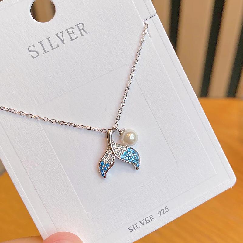 S925 silver star with the same fishtail pearl necklace jewelry fashion light luxury holiday gift 925 silver белого золота