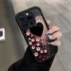 Small Flower Black Heart Pattern Phone Case Suitable for iPhone 17 16 15 14 13 12 11 Pro/Max/Plus Anti Drop and Shockproof
