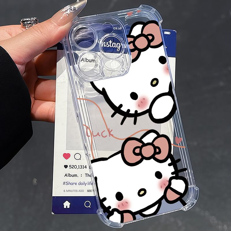 Transparent Hello Kitty Phone Case For Samsung Galaxy S26 Ultra 5G S25 FE Edge S24 S23 S22 Ultra Plus A57 5G Shockproof Cover