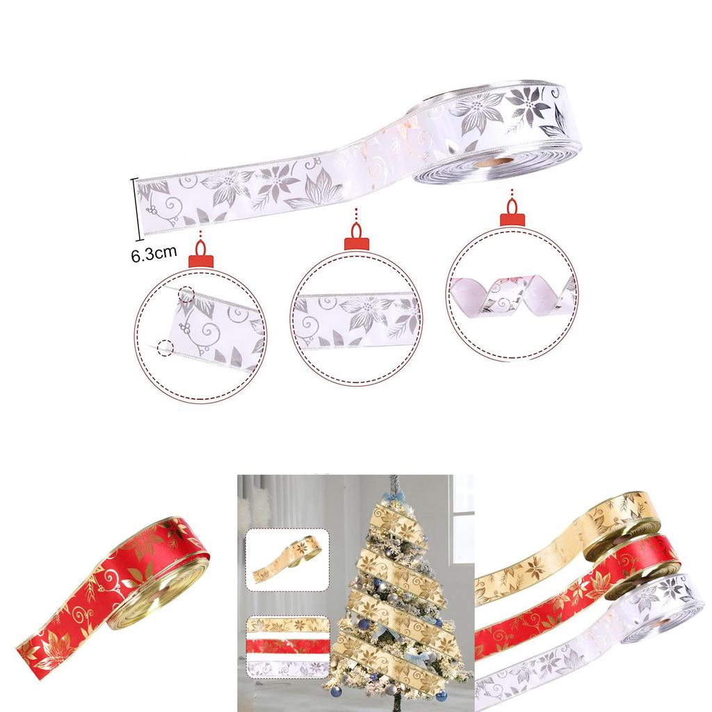 Luxurious 10 Meter Printed Red Ribbon With Stylish Edging For Festive Christmas Tree Decor