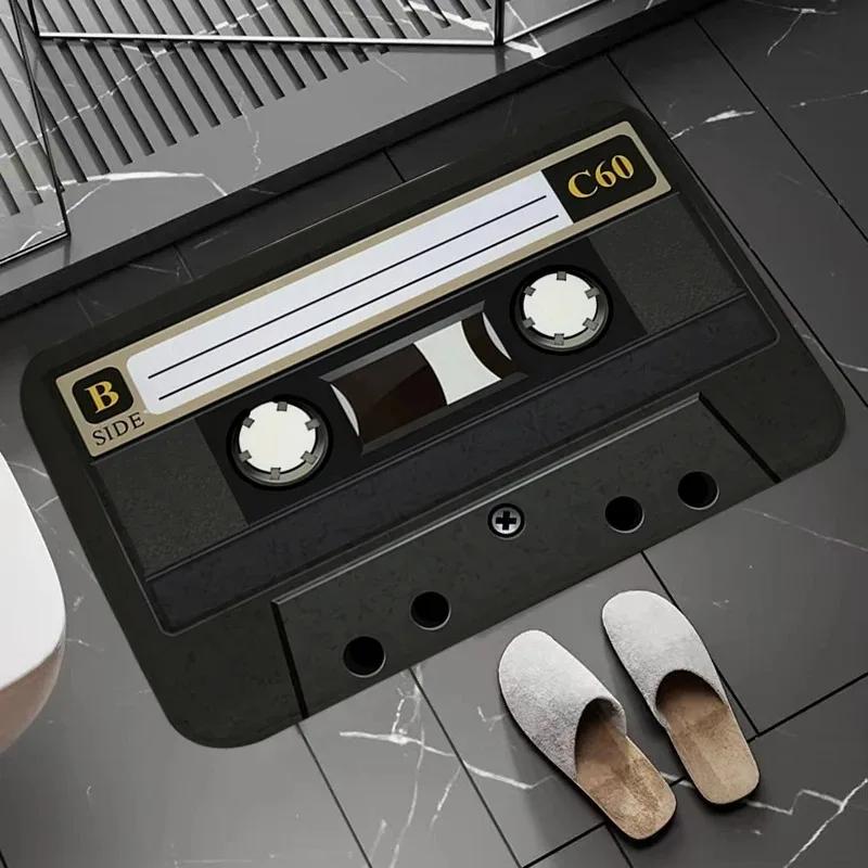 Retro kazetová páska Koupelnové předložky Super savý koupelnový koberec Vstup do domu Vítejte Protiskluzová rohožka Křemelina Koberec do kuchyně