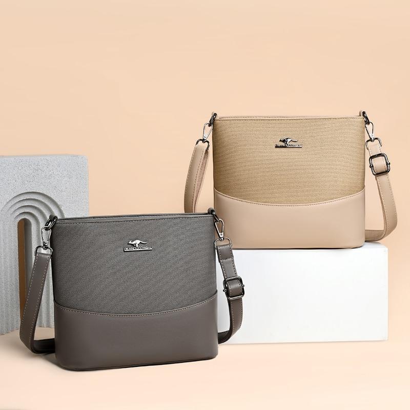 New Fashion Splicing Crossbody Bag Women's Retro Versatile Niche Shoulder Bag Portable Commuter Mobile Phone Bucket Bag