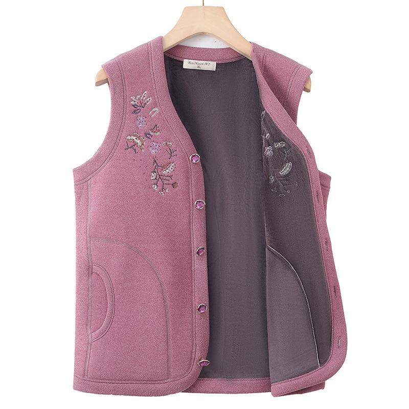 Women's Vest Autumn and Winter Velvet Thickened Vest Old Lady Warm Vest