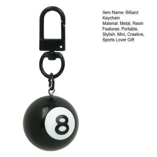 Schwarzer 8er Schlüsselanhänger Billardkugel Schlüsselanhänger Mini 1" Poolkugel Anhänger Schlüsselanhänger für Poolspieler Billardliebhaber Geschenk