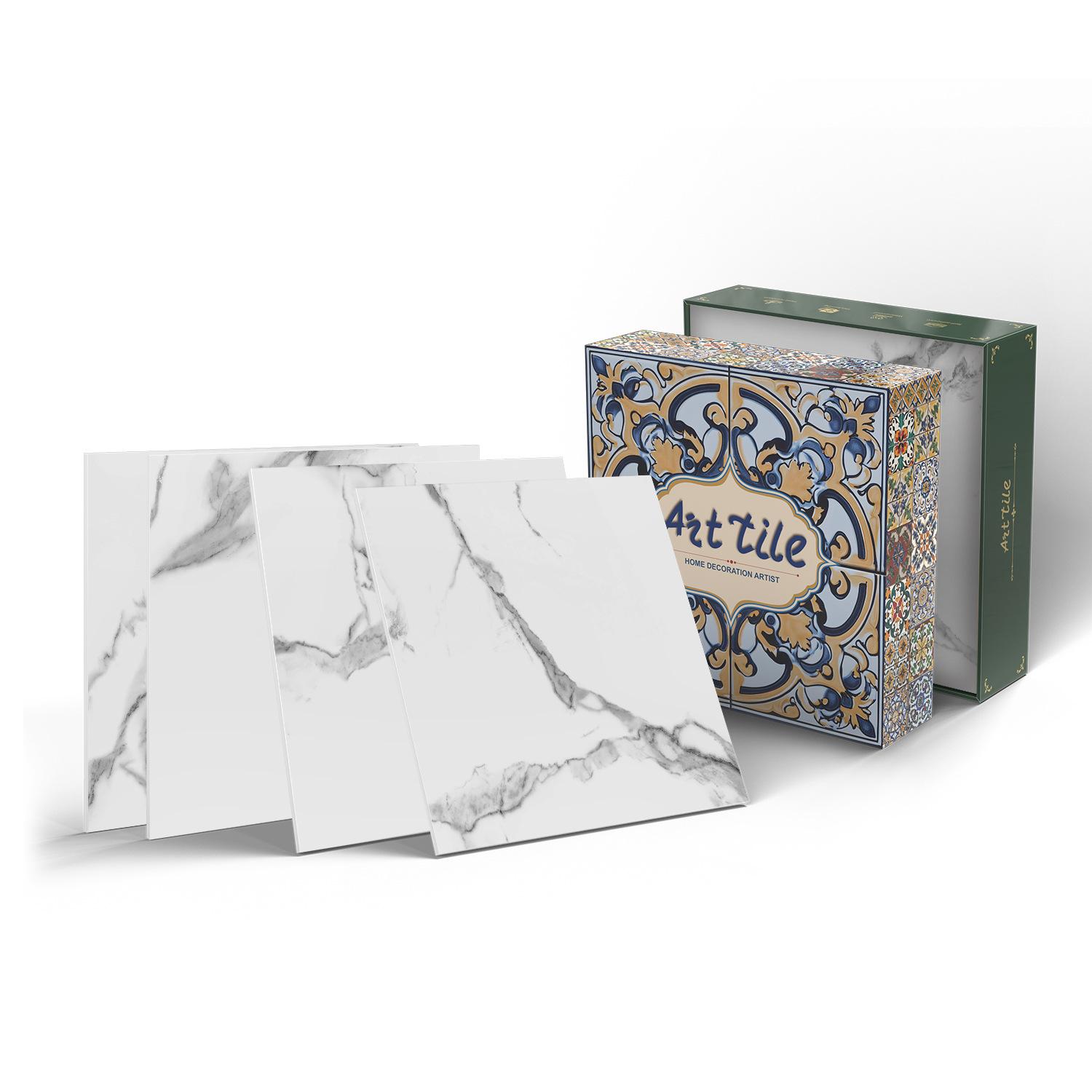 

12/24Pcs Imitation Marbling Peel and Stick Wall Panels Oil-Proof PET Mandala Design Waterproof Wallpaper for Kitchen Bedroom Home Decor 15CMx15CMx12PCS