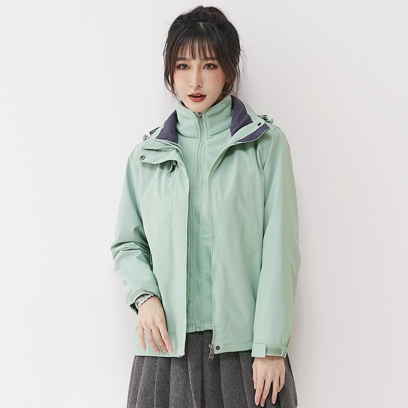 Winter Outdoor Jacket, Waterproof Windbreaker, Velvet and Thickened Three-in-one Two-piece Jacket for Women