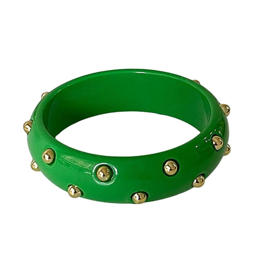 Punk Style Resin Bangle Vintage Chunky Bracelet Metal Point Wide Bangle Women Accessories