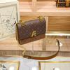Leather Women's Bag 2023 New Chain Small Square Bag Fashion Versatile Shoulder Crossbody Bag Premium Sense Small Bag