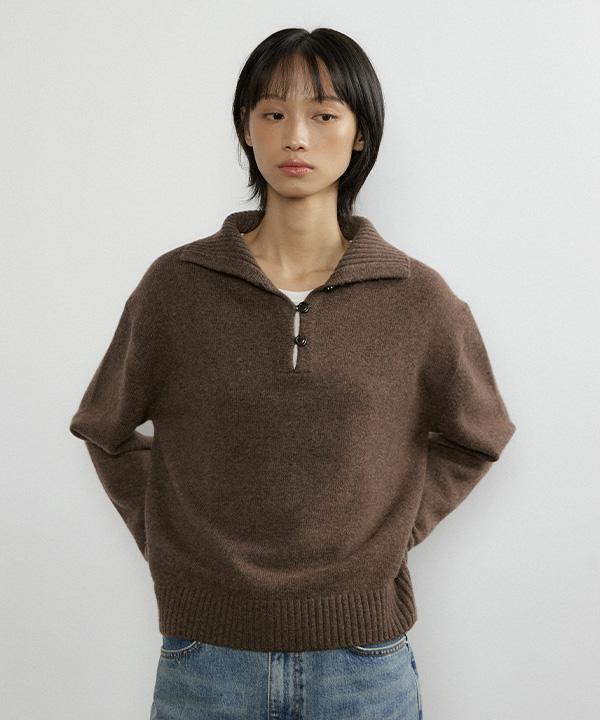 Lingseoul Cashmere Collar Knit-Brown