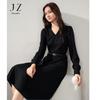 JUZI Annakao Elegant Rhinestone Belt Wool Knit Dress
