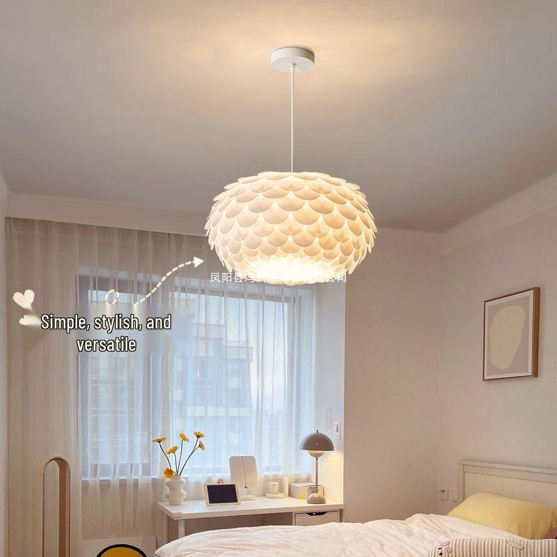 Minimalist Feather Chandelier for Bedroom or Children's Room - French Cream Design