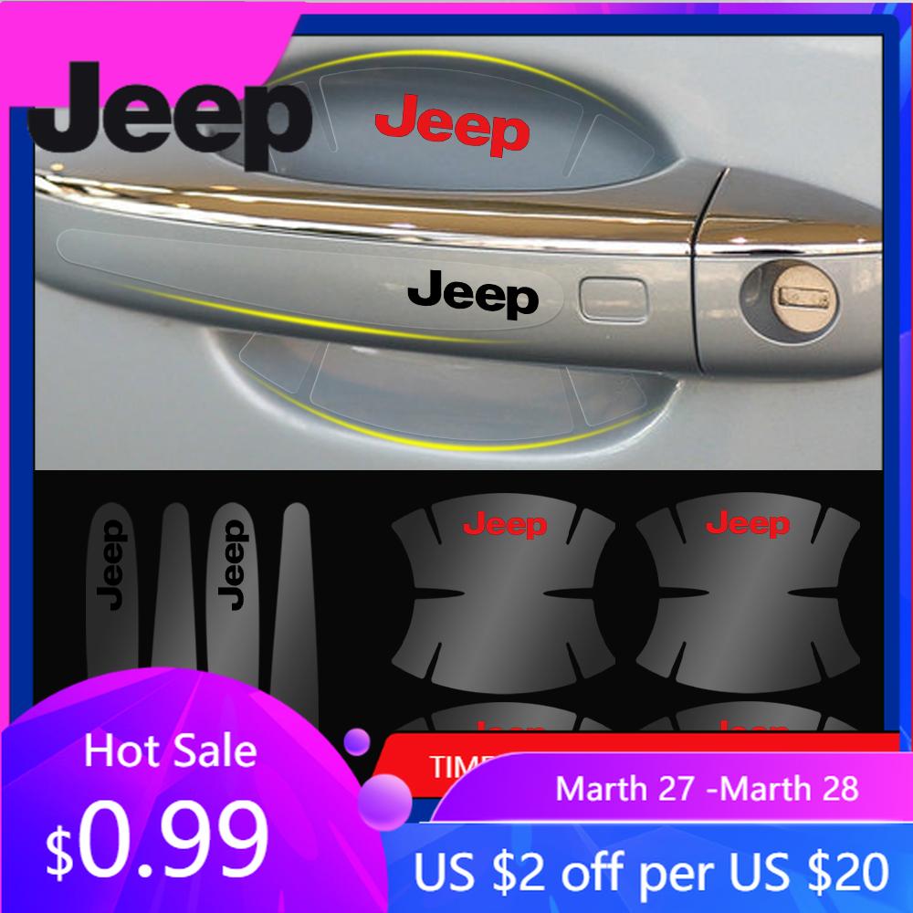 Für Jeep 8 Stück Transparenter Auto-Türgriff-Schutzfolie Abzeichen Aufkleber Für Jeep Grand Cherokee Wrangler Renegaed Compass Gla