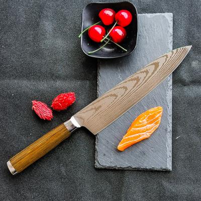 Stainless Steel Damascus Pattern Fishing Knife Kitchen Peeling Knives Meat Cleaver Sushi Knife
