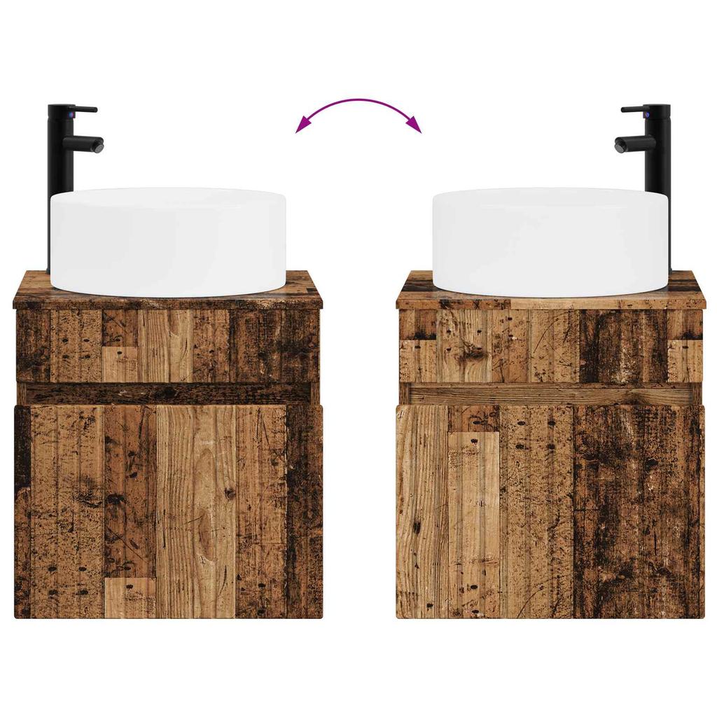 Wall Mounted Washbasin Vanity Unit Reclaimed Wood Look 49 X 44.5 X 65.5 Cm