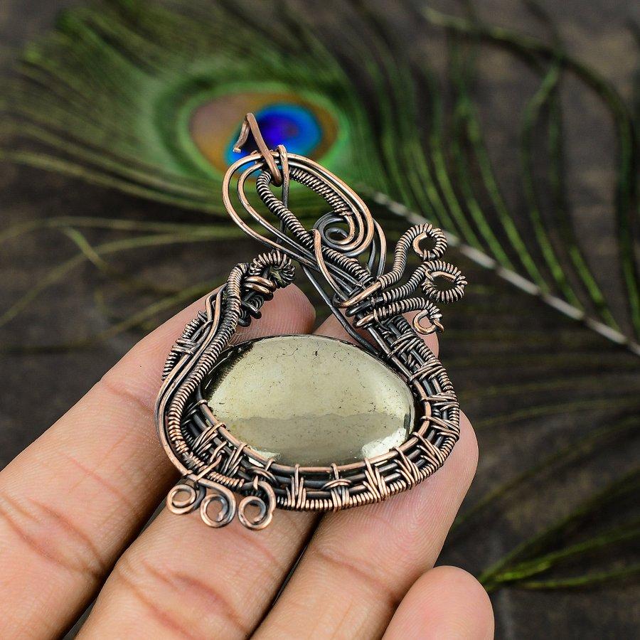 

Pyrite Agate Handmade Copper Wire Wrap Jewelry Pendant 2.76 S1d72