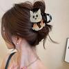 Yousheng Hair Claw Cartoon Bear Cat Biscuit Design No Pressure Strong Grip Hair Clip Large Size Back Head Shark Clip Hair