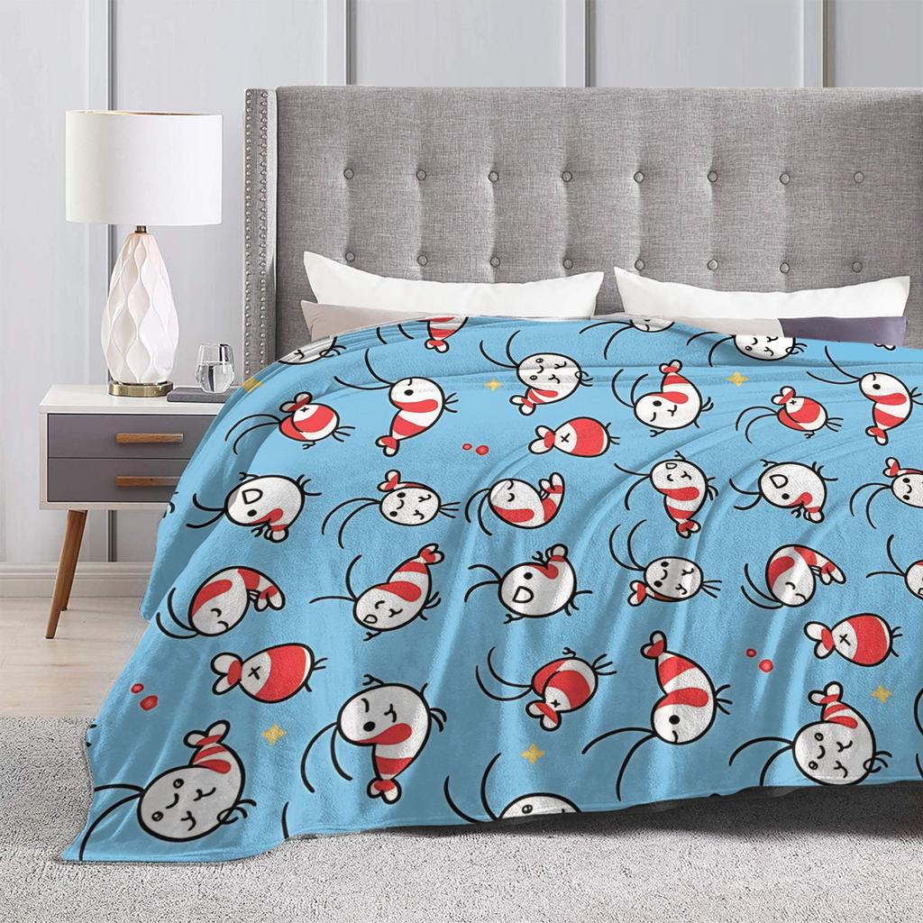Shy Shrimp Partten Blankets Flannel Soft Throw Blankets for Outdoor Travel Bedroom Quilt