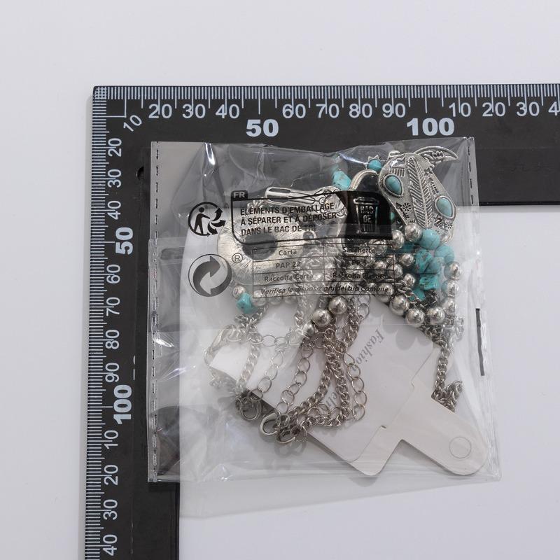 Ins style turquoise denim necklace set punk alloy multi-layered clavicle chain