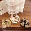 2025 beach new pearl French cool slippers wear thick bottom fairy height increase child summer word slippers female style