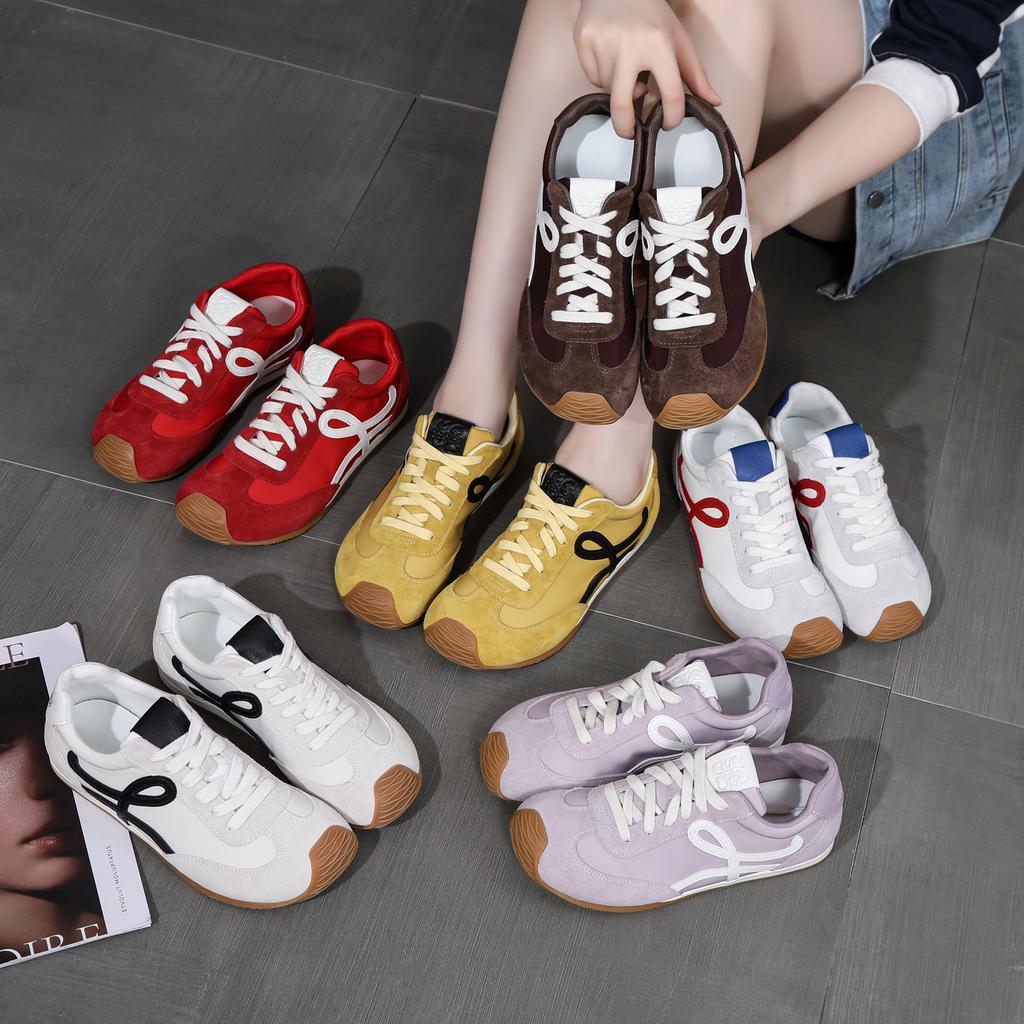 Damen-Ballerinas aus echtem Leder Retro Forrest Gump Colorblock Freizeitschuhe Sommermode Slipper Leichte Sneaker