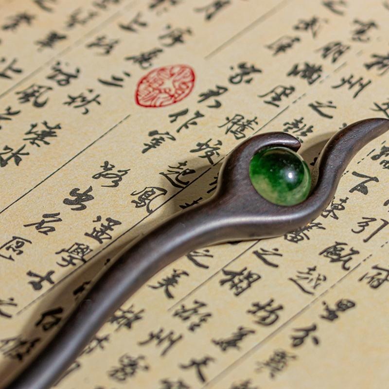 Chinese Style Imitation Jade Wooden Hair Sticks Simple Retro Hair Forks Hairpins For Women Girls Hair Bun Fixed Hair Jewelry