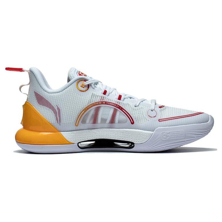 New LINING Evolution LOW Basketball Shoes Men Low Top White/Yellow/Red ABAS161-7